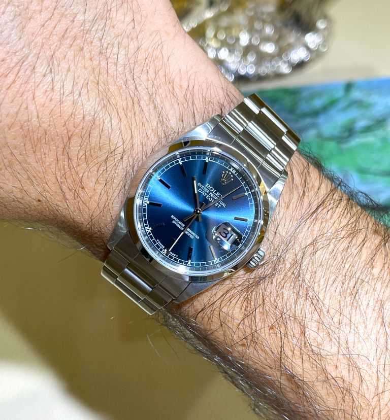 rolex datejust blu 36 oyster